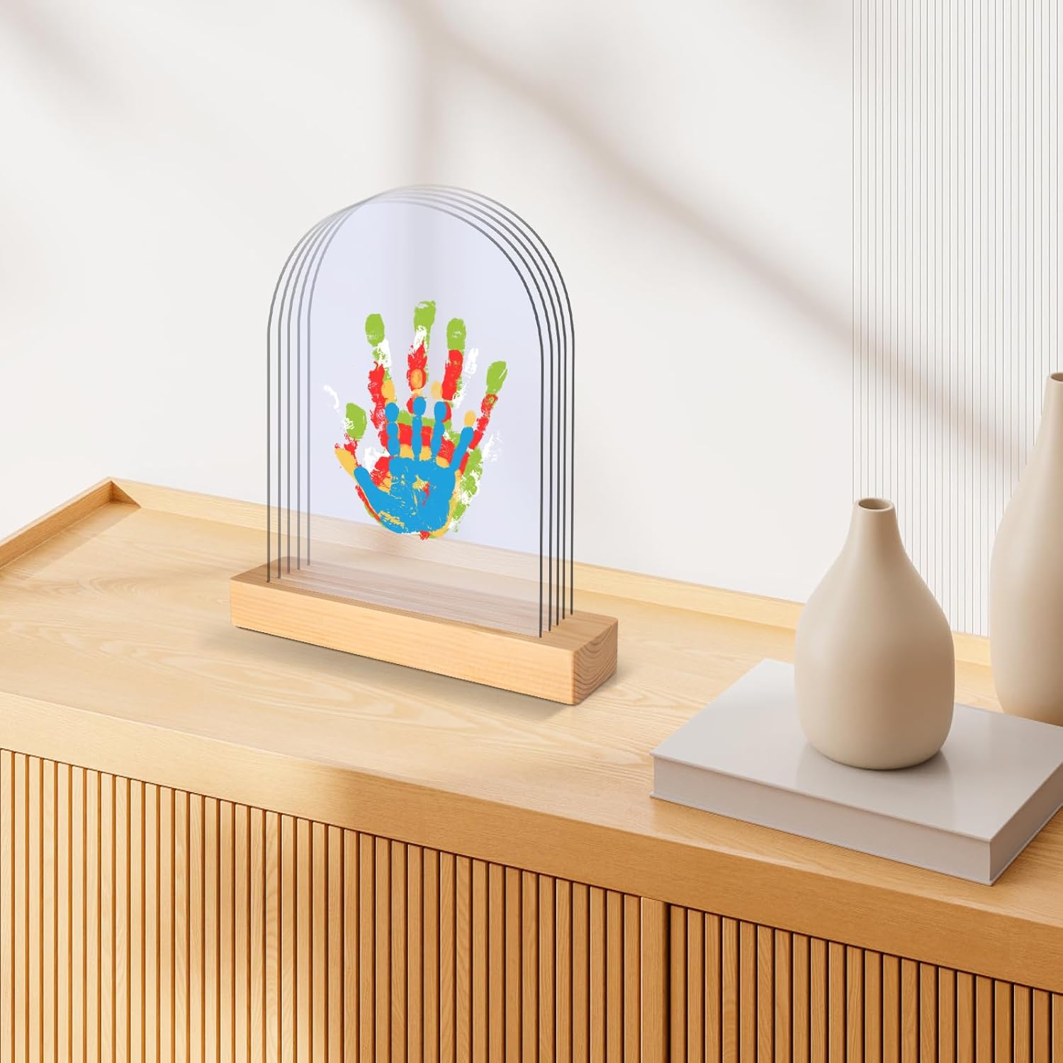 Thumbnail 4 de TOGOU2S Handabdruck Set Familie (Platz für 5), Fingerfarben ungiftig – Baby- und Fußabdrücke im Bilderrahmen