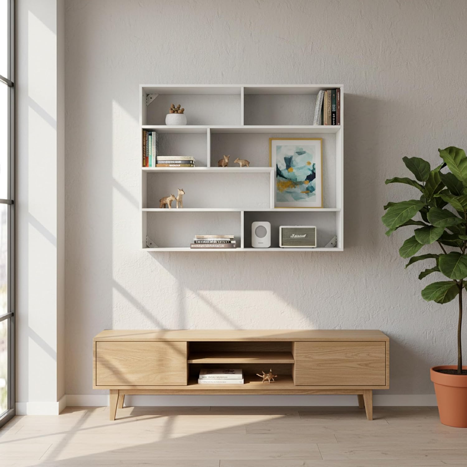 Thumbnail 1 de Baroni Home Libreria di Design Moderna: Scaffale verticale a zig zag 4 livelli, bianco