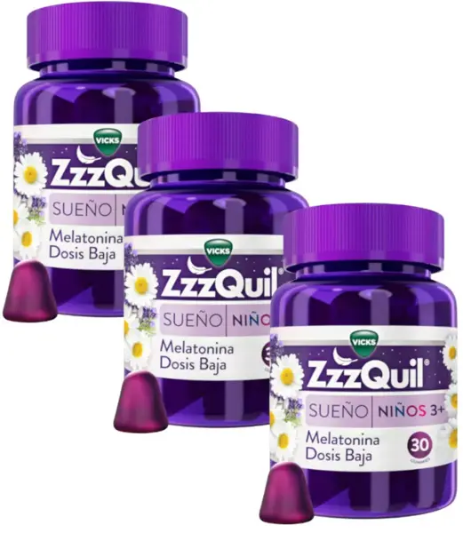 Detalle de ZzzQuil Sueño Melatonina para Dormir Niños +3 Años 3x30 Gummies