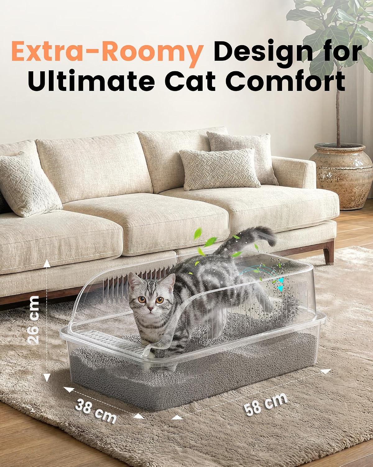 Thumbnail 2 de Stainless Steel Cat Litter Tray with High Sides (XXL) – Hooded, Leak-Proof and Easy to Clean