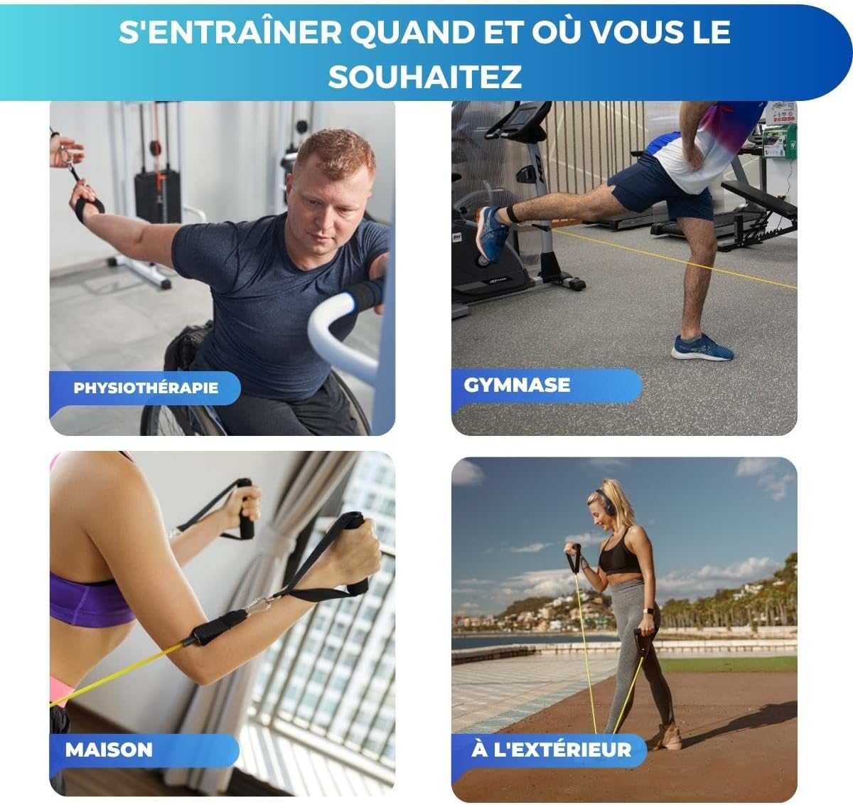 Detalle 2 de Mobiclinic – Ensemble de bandes de résistance avec poignées et accessoires