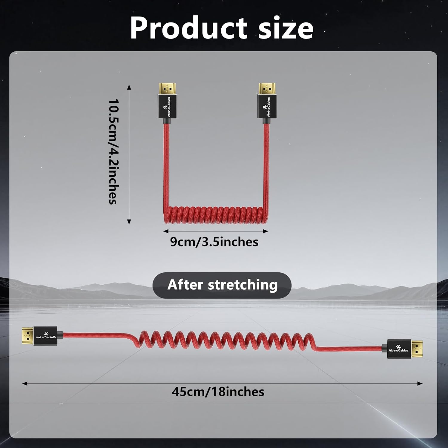 Thumbnail 5 de Alvin's Cables 8K 2.1 Full HDMI High Speed Braided Coiled Cable (30–45 cm) for Atomos Ninja V, Portkeys BM5, Feelworld Monitors, and More
