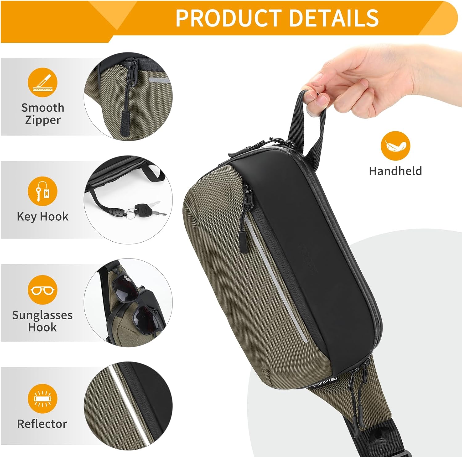 Detalle 2 de Huntvp Bum Bag Crossbody: Expandable 4-in-1 Waist Sling Pack (Green)