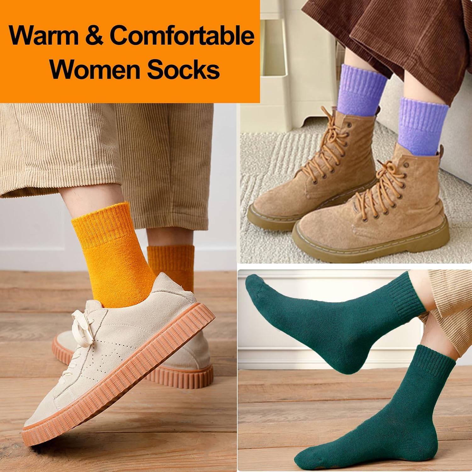 Detalle 2 de VoJoPi VJP-WS-01 Women’s Wool-Blend Thermal Boot Socks, 5 Pairs