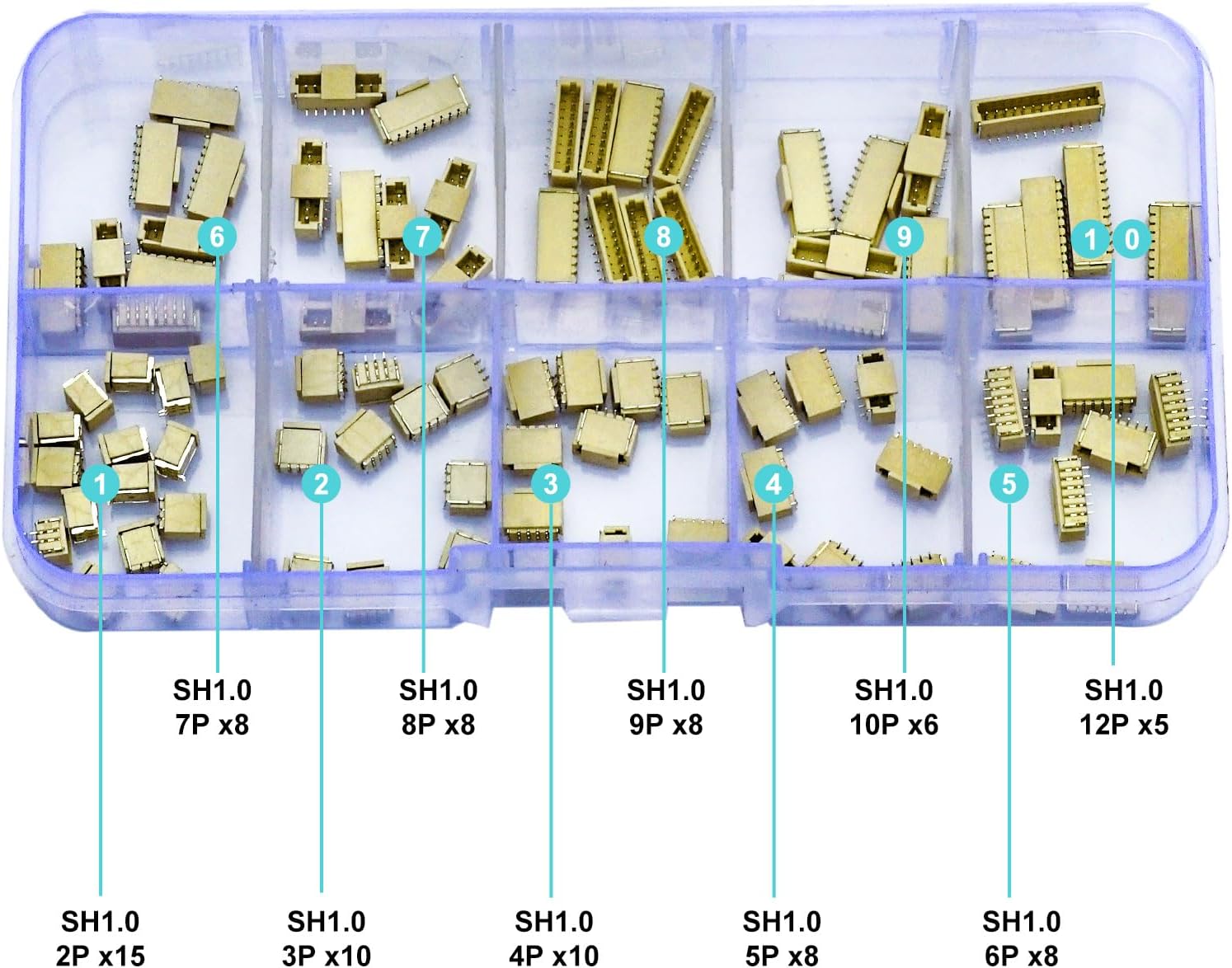 Detalle de Kidisoii SH1.0-SMT-Ver JST SH 1.0mmピッチ SMT垂直ヘッダーキット 86個入り