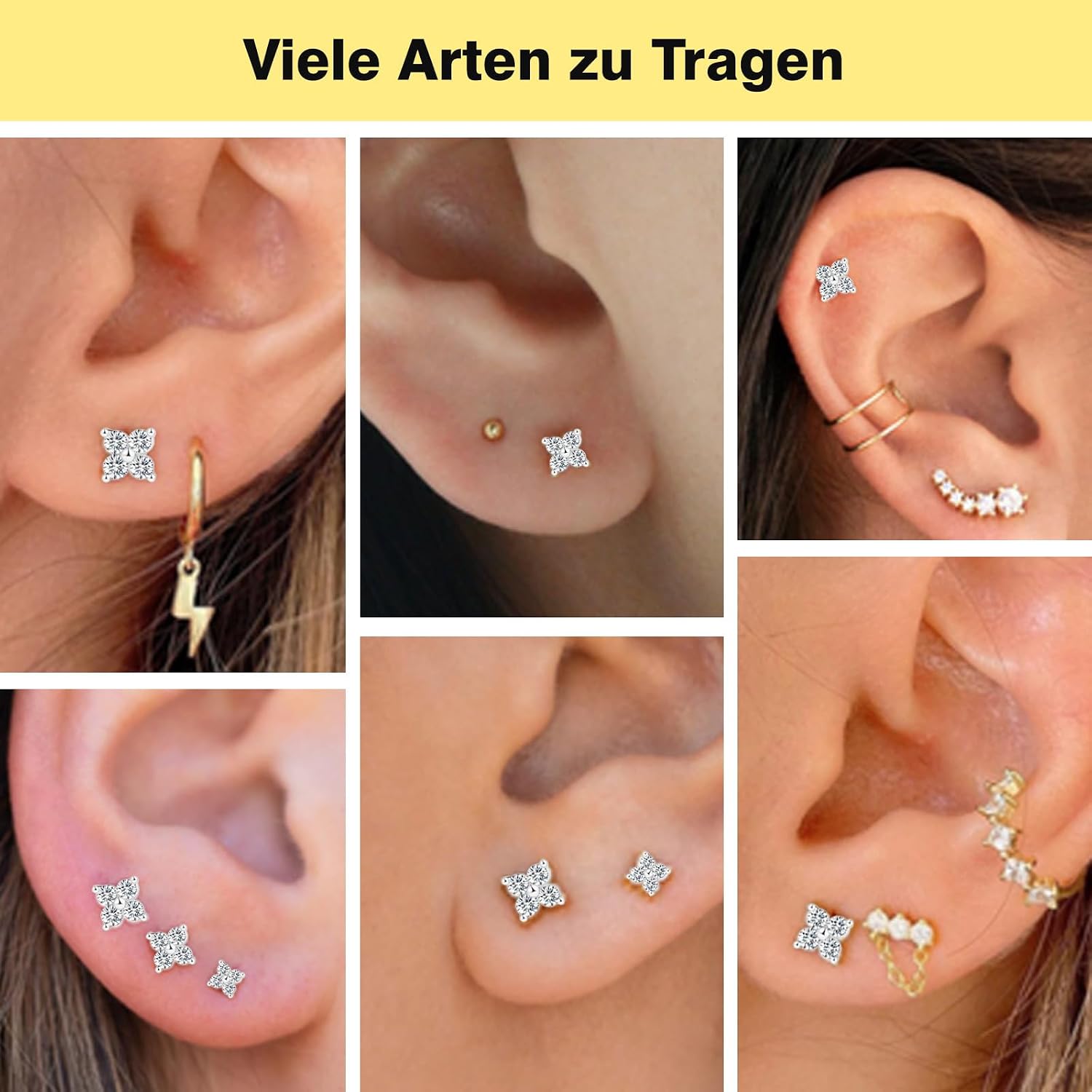 Thumbnail 5 de HEEYA 3 Paar Ohrstecker Blumen 925 Silber