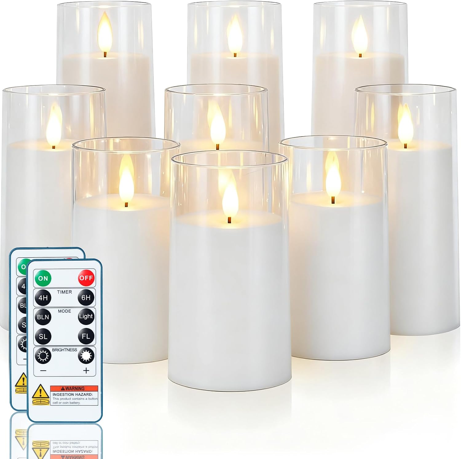 Detalle de Homemory HPILLAR Flameless LED Pillar Candles, 9-Piece Set with Remote