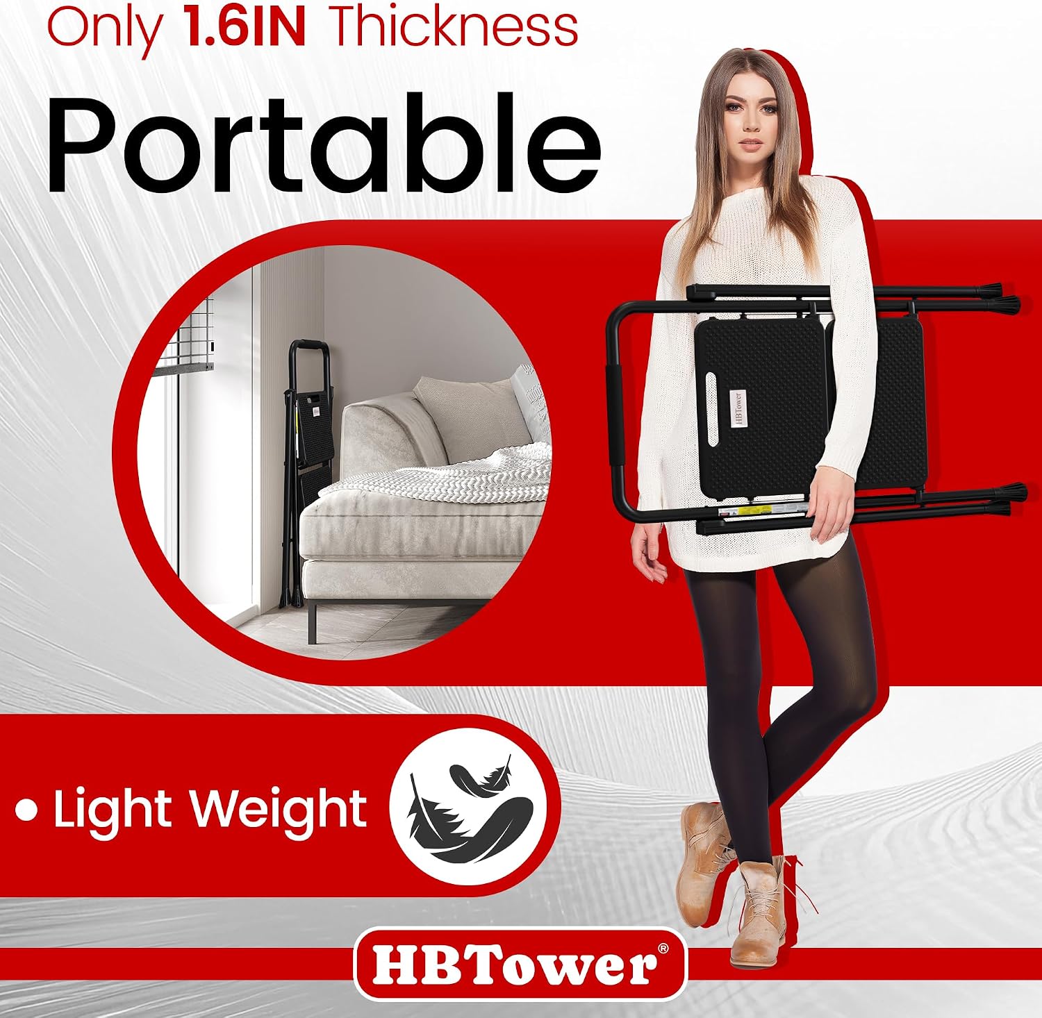 Thumbnail 4 de HBTower Step Ladder 2‑Step Folding Stool