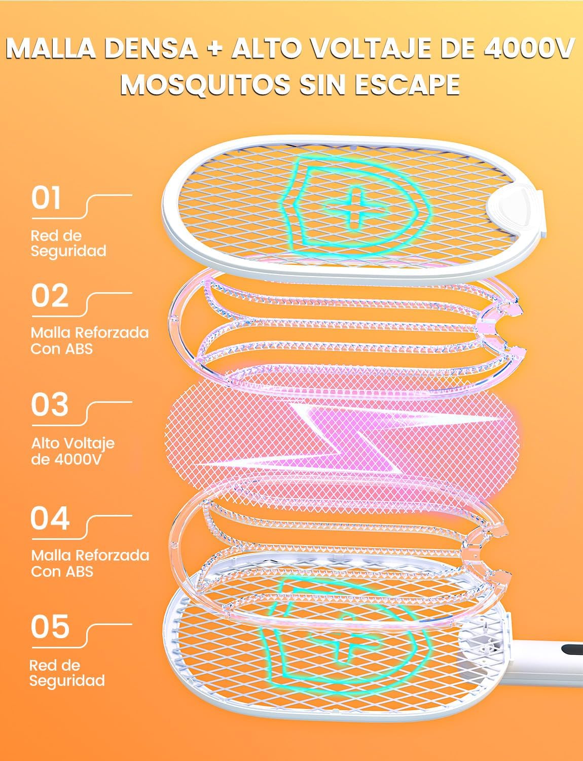 Detalle de WOCVRYY Raqueta Eléctrica 4000 V 1800 mAh