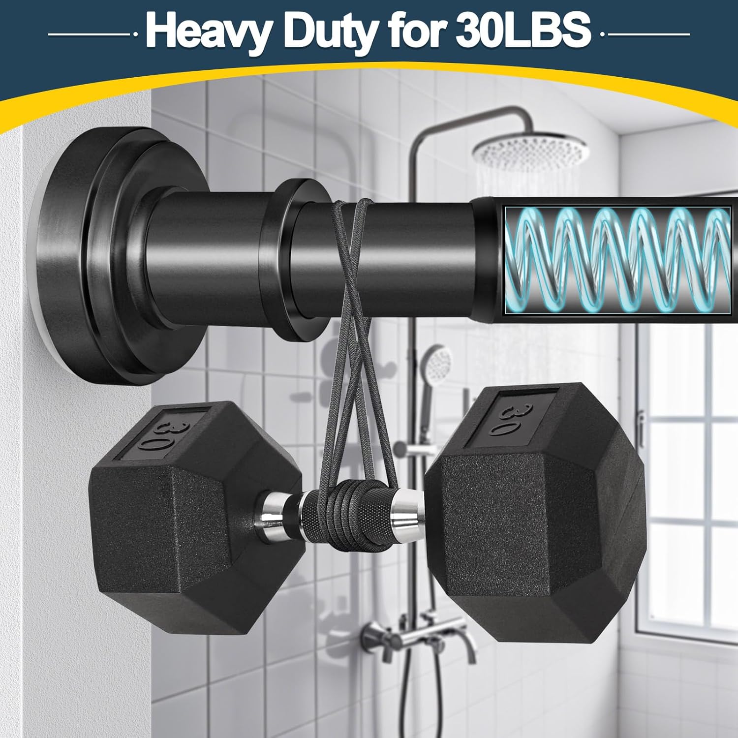 Thumbnail 3 de Black Shower Curtain Rod 36-84 Inch Adjustable 📏