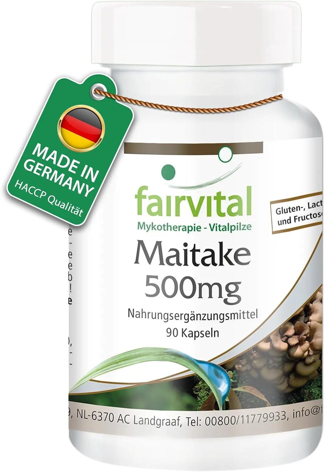 Detalle de Fairvital Maitake 500 mg, 90 Kapseln – Hochdosiert, vegan, schluckfreundlich