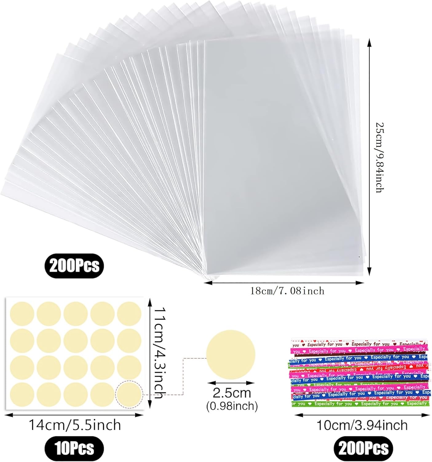Thumbnail 1 de Rhimooay 200er Pack kleine Cellophantüten für Süßigkeiten, 25×18 cm