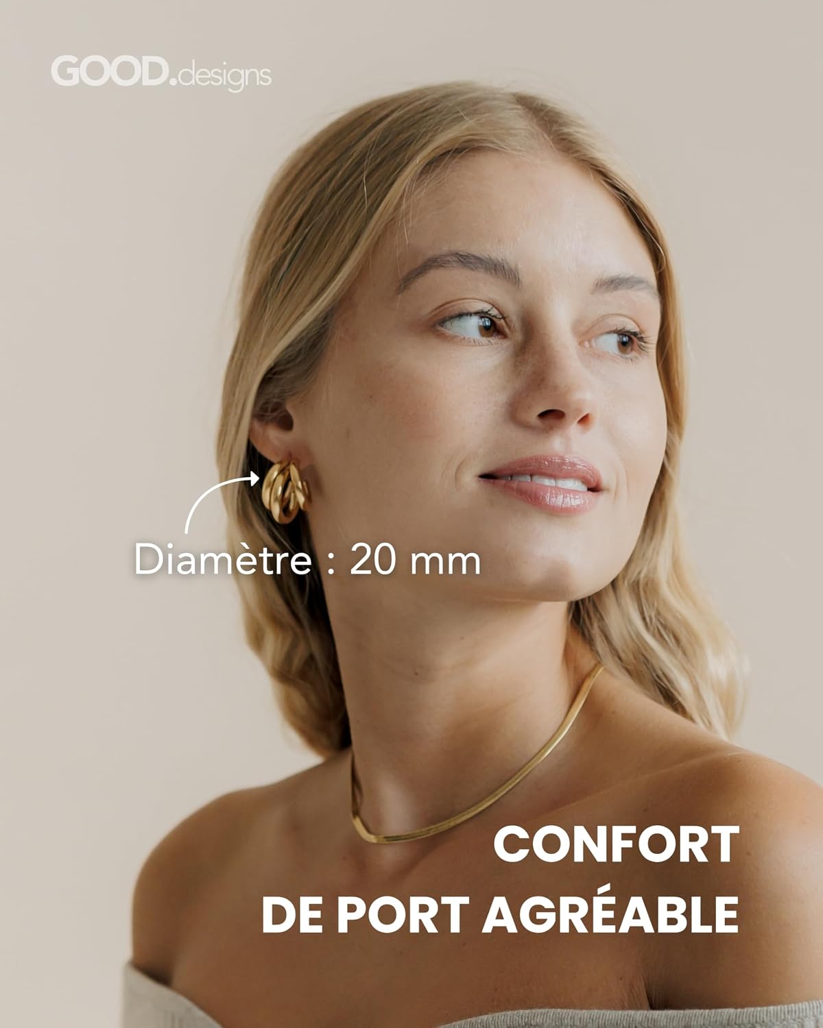 Detalle 2 de Créoles Triple 20 mm pour femmes 💍