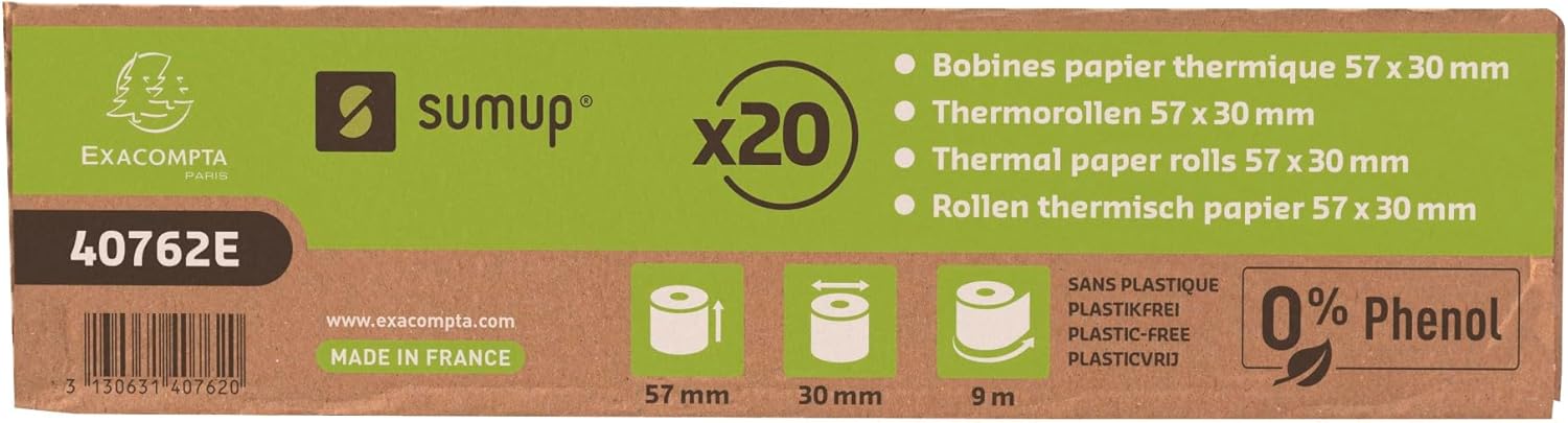 Thumbnail 4 de Exacompta SumUp 40762E Thermo-Rollen – Kreditkartenzahlung, 57 x 30 mm, 9 m, kernlos, BPA-frei, weiß