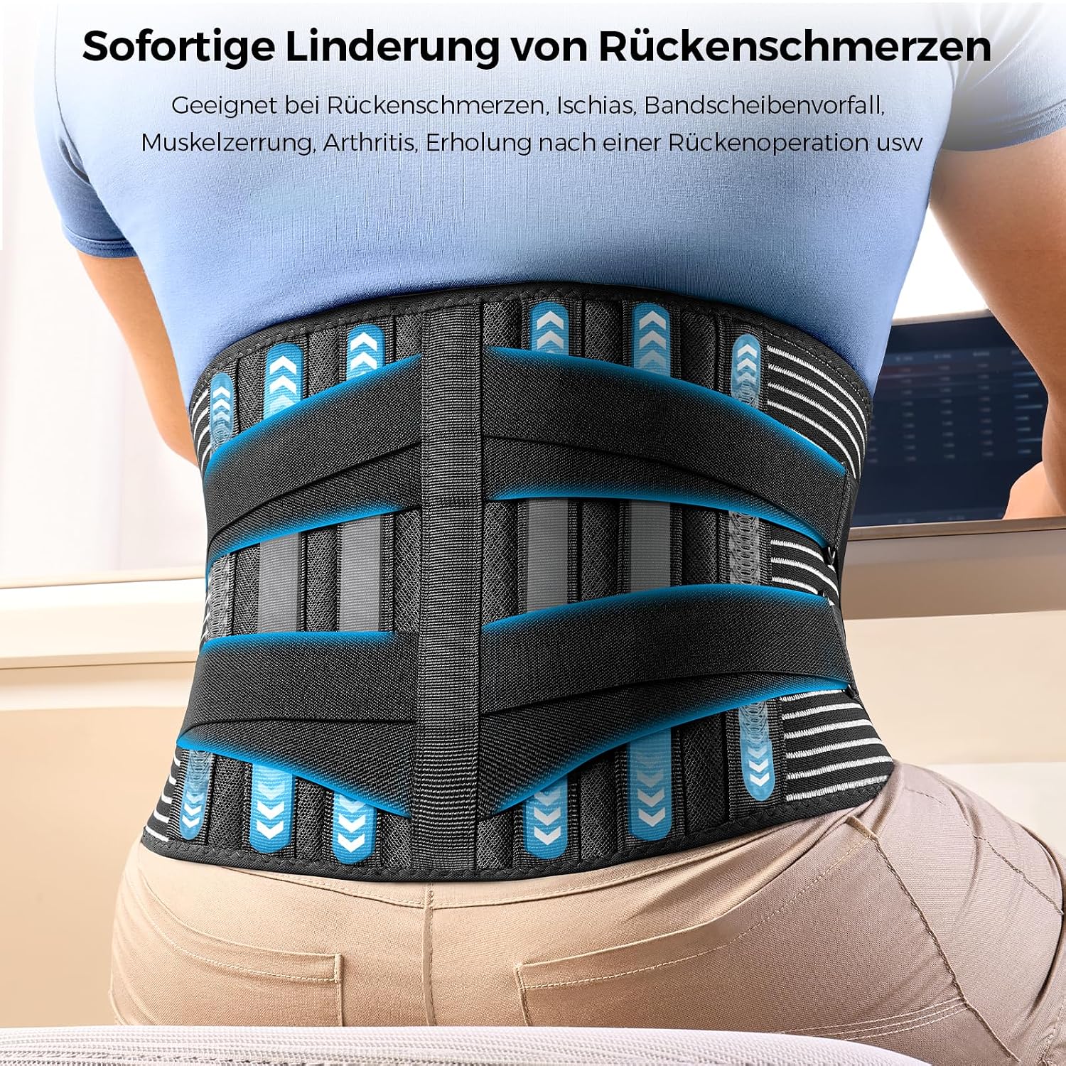 Detalle 2 de FREETOO Rückenstützgürtel LWS 24 cm 🩺
