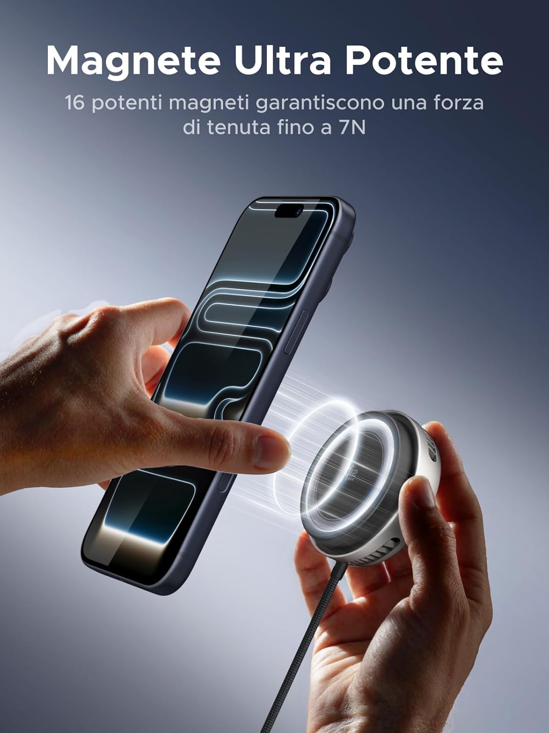 Thumbnail 2 de UGREEN MagFlow Pro Caricatore Wireless MagSafe 25W per iPhone: raffreddamento avanzato e cavo integrato