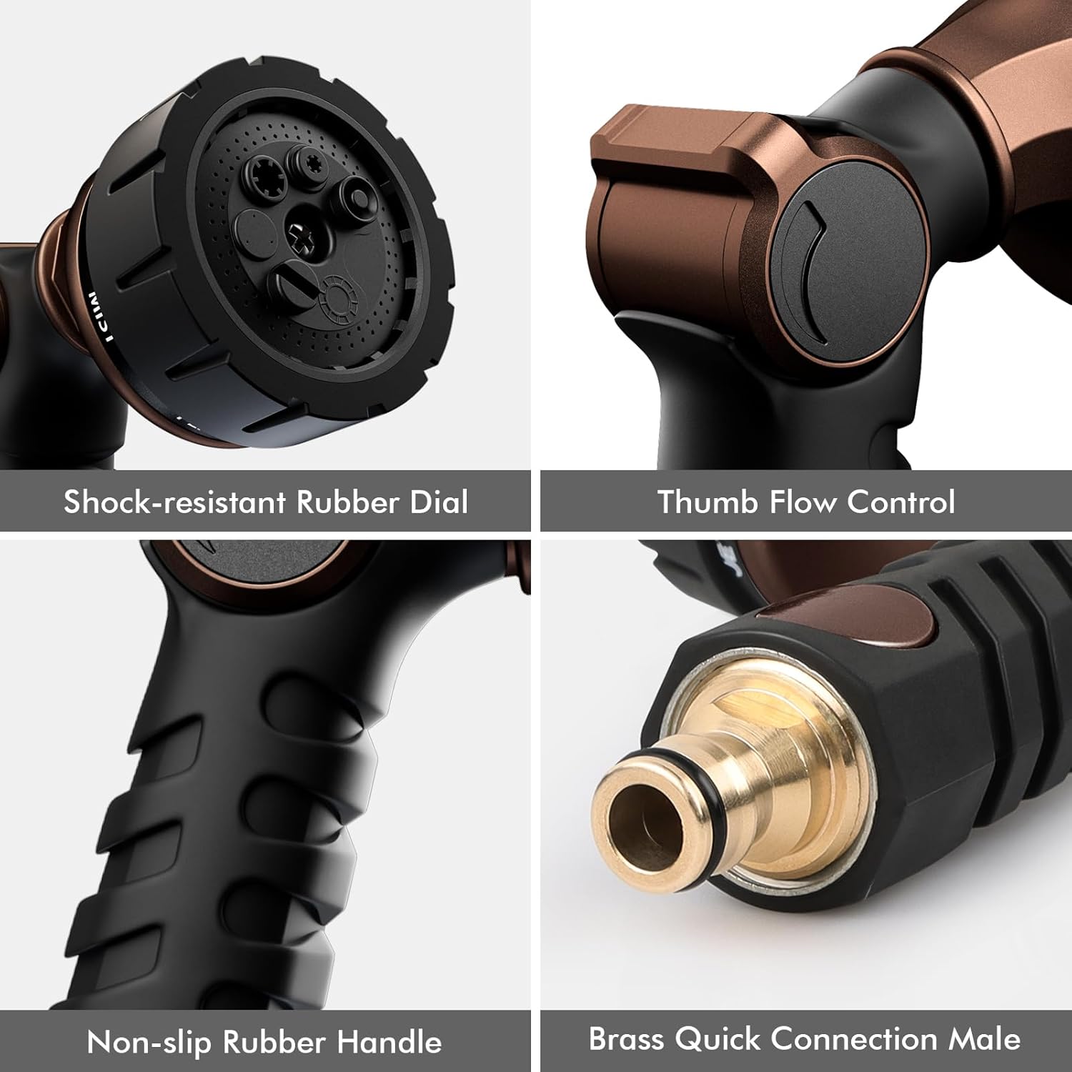 Thumbnail 6 de RESTMO Garden Hose Pipe Spray Gun: Heavy-Duty 7-Pattern Nozzle in Brown
