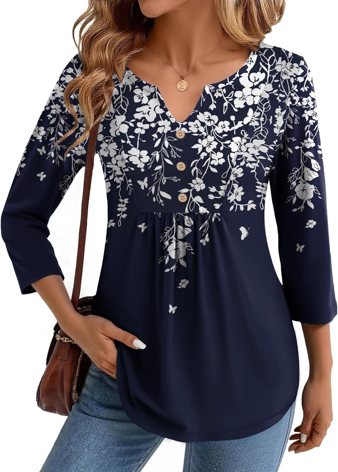 Thumbnail 6 de Zeagoo 3/4 Sleeve V-Neck Top S-3XL