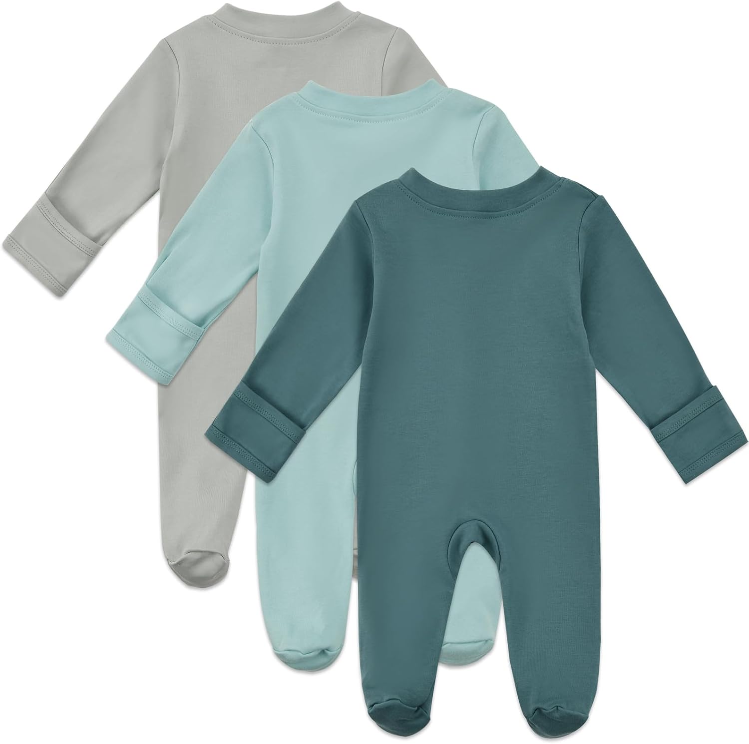 Detalle 2 de Aablexema Organic Cotton Baby Footie Pajamas, 3-Piece Set with 2-Way Zipper