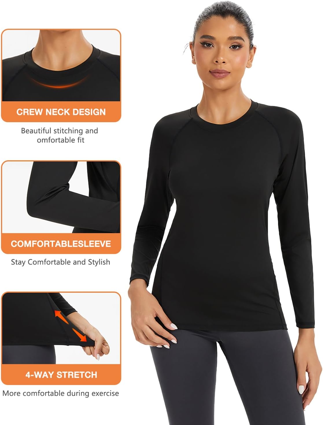 Detalle 1 de Mexholin 4-Pack Women's Long-Sleeve Compression Workout Shirts