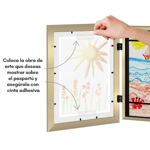 Detalle 1 de Americanflat A4 Marco Dorado para Arte Infantil - Pack 2 🖼