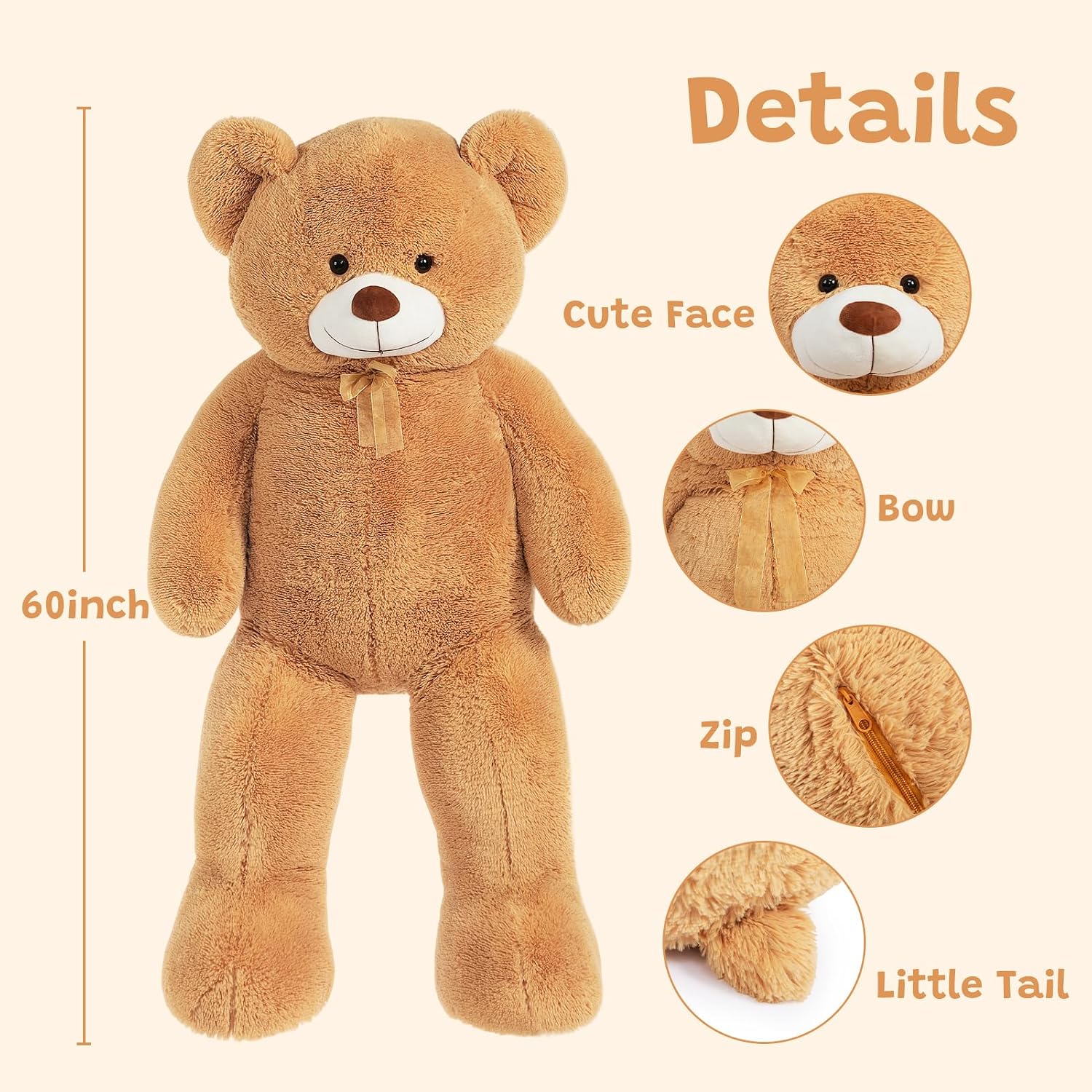 Thumbnail 5 de HollyHOME 60-inch Giant Teddy Bear