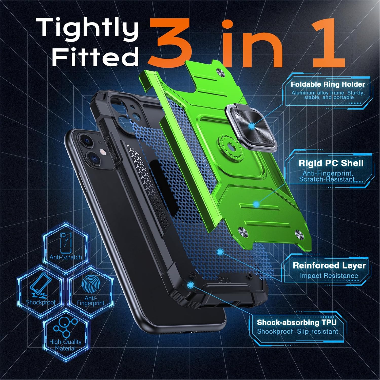 Thumbnail 4 de iPhone 11 Hülle mit Ring Halter, stoßfest