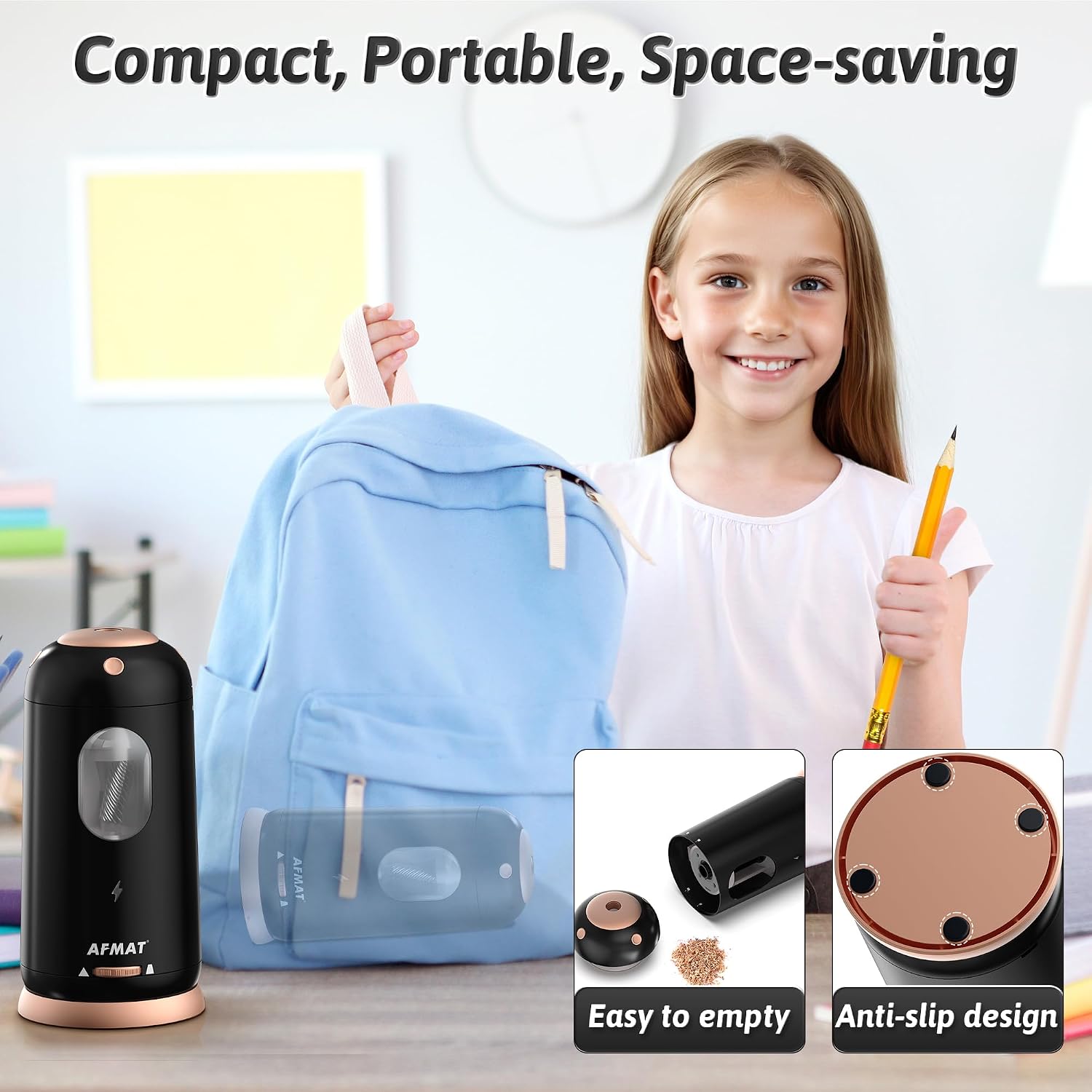 Thumbnail 5 de AFMAT PSC8 Electric Pencil Sharpener, Rechargeable, Automatic, 7–11.5 mm