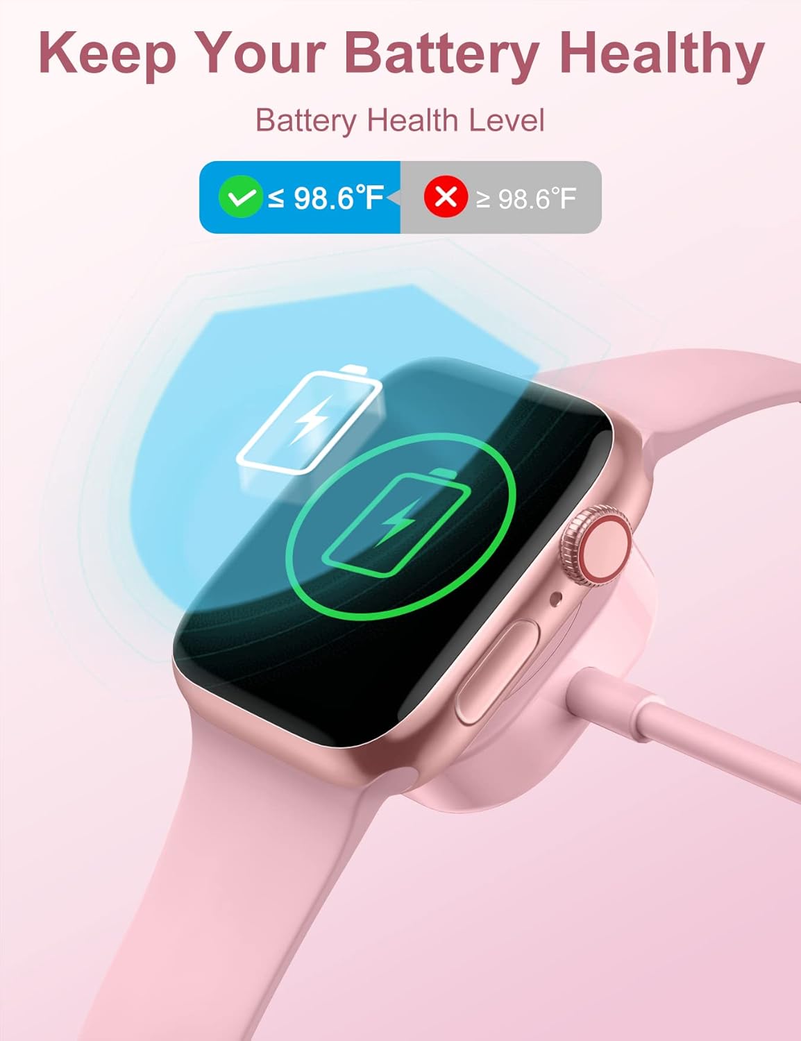 Thumbnail 3 de Fuvoki Charger for Apple Watch (iWatch) – 0.5m Magnetic Fast Charging Cable, 1.6ft, 5V/2A, Pink