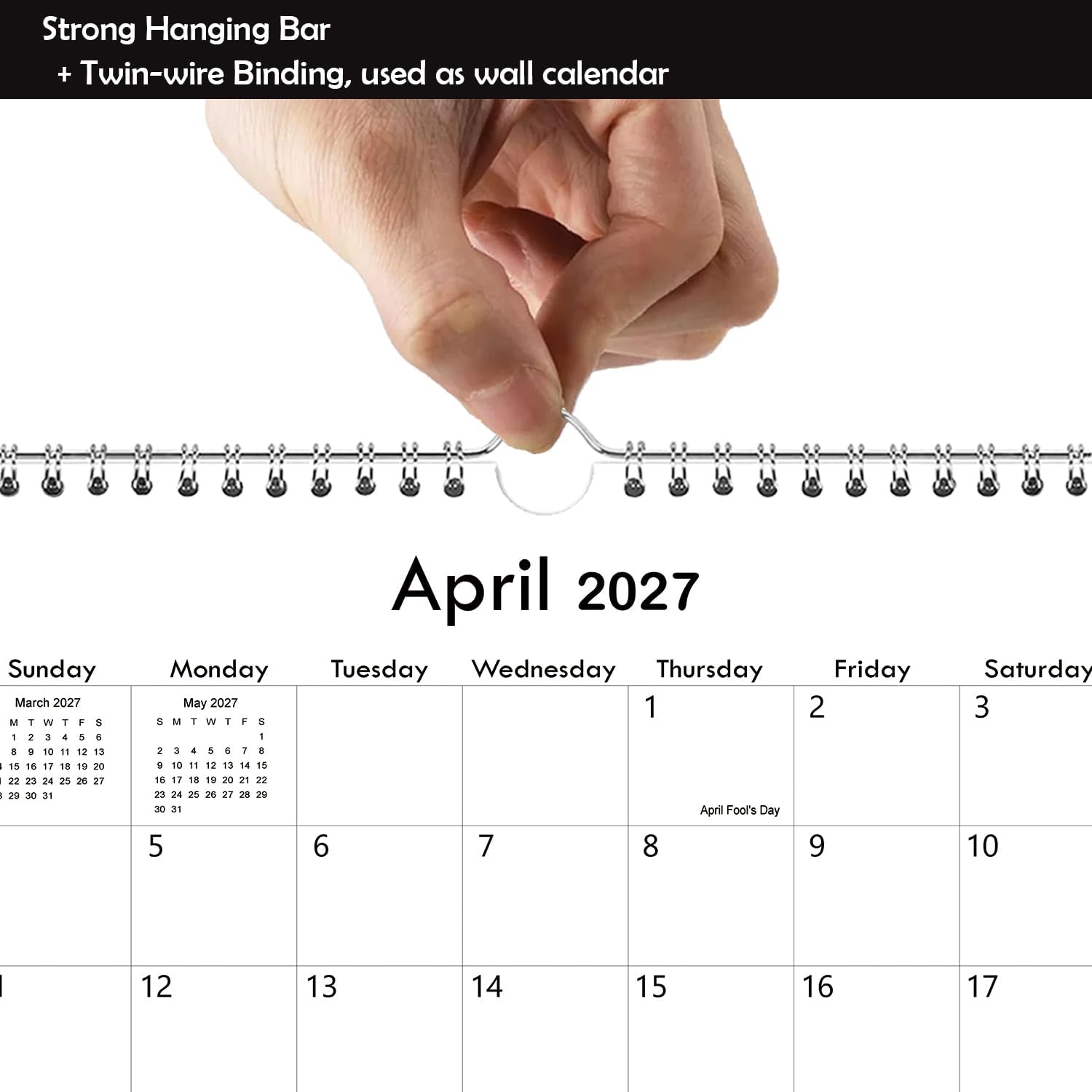 Detalle 2 de Riobat 8-11-h-black 18-Month Wall Calendar, January 2027 to June 2028