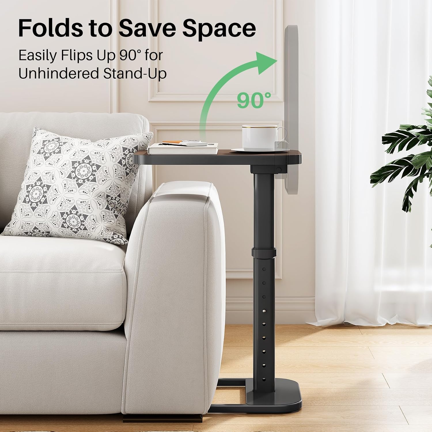 Detalle de Kitstorack CT-Elevate01 TV Tray Table, 9 Height Settings, 90° Flip, Espresso