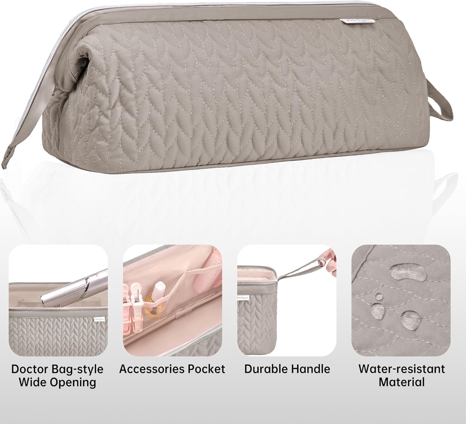 Detalle de KarSyon Shark Flex Style Case Travel Bag for Airwrap/Flat Iron Accessories (Camel)