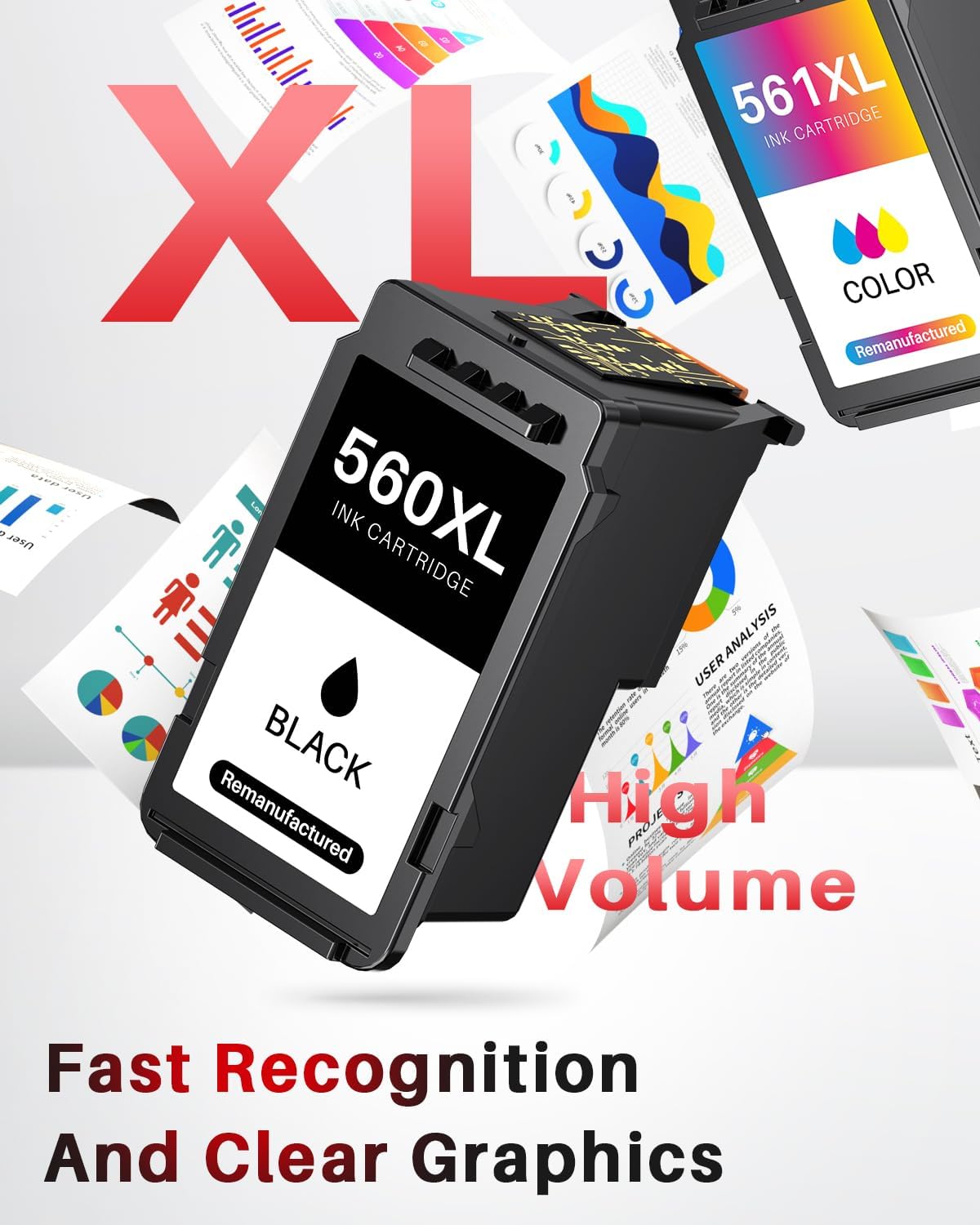Thumbnail 3 de Halloya 560XL/561XL Ersatzpatronen-Set für Canon TS5350/TS7450 – Schwarz + Farbe, 2er-Pack