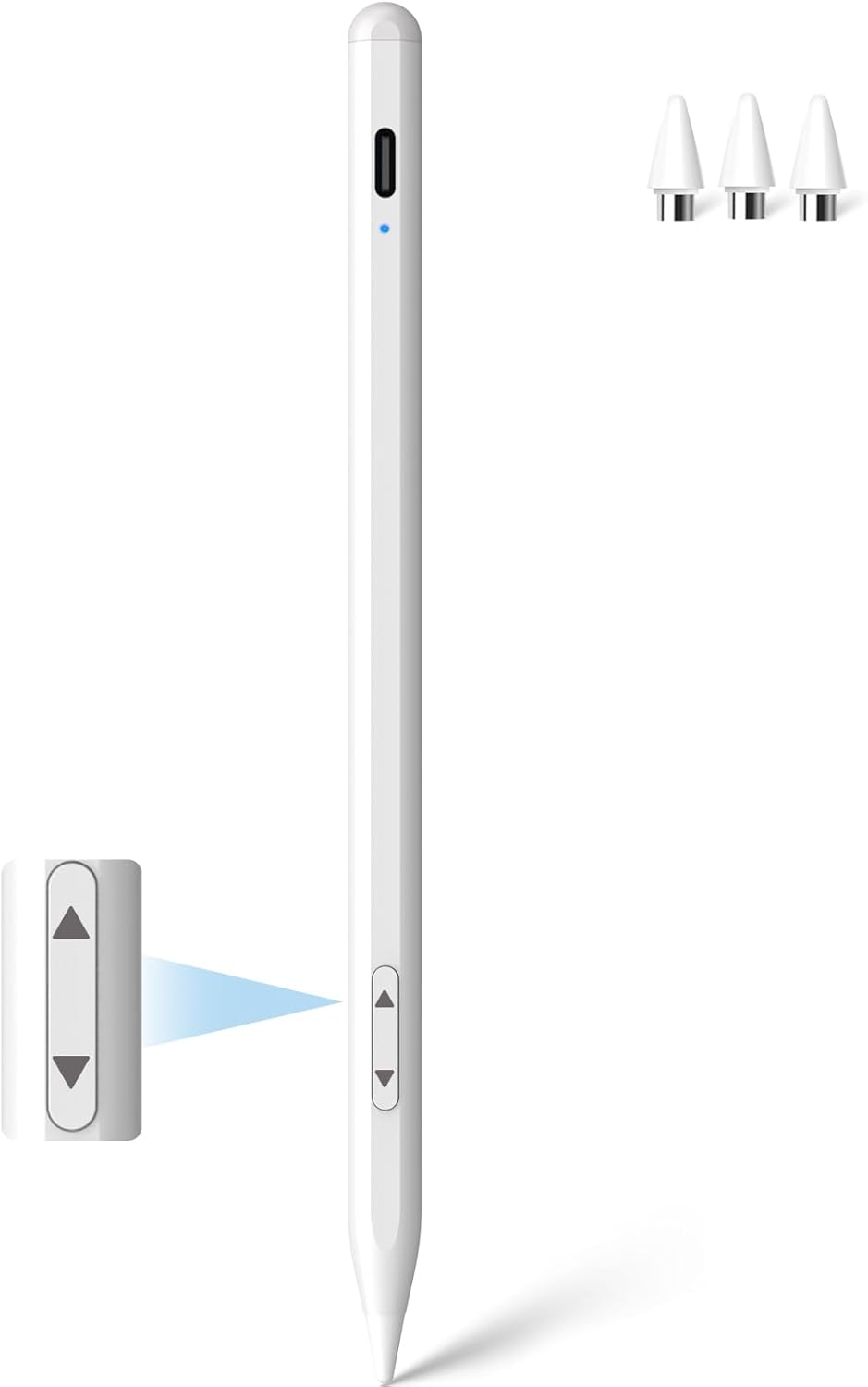 MEKO Universal Stylus Pen for iPhone, Android, iPad & iWatch (Dual-Mode Active Stylus, USB-C Fast Charge) — White