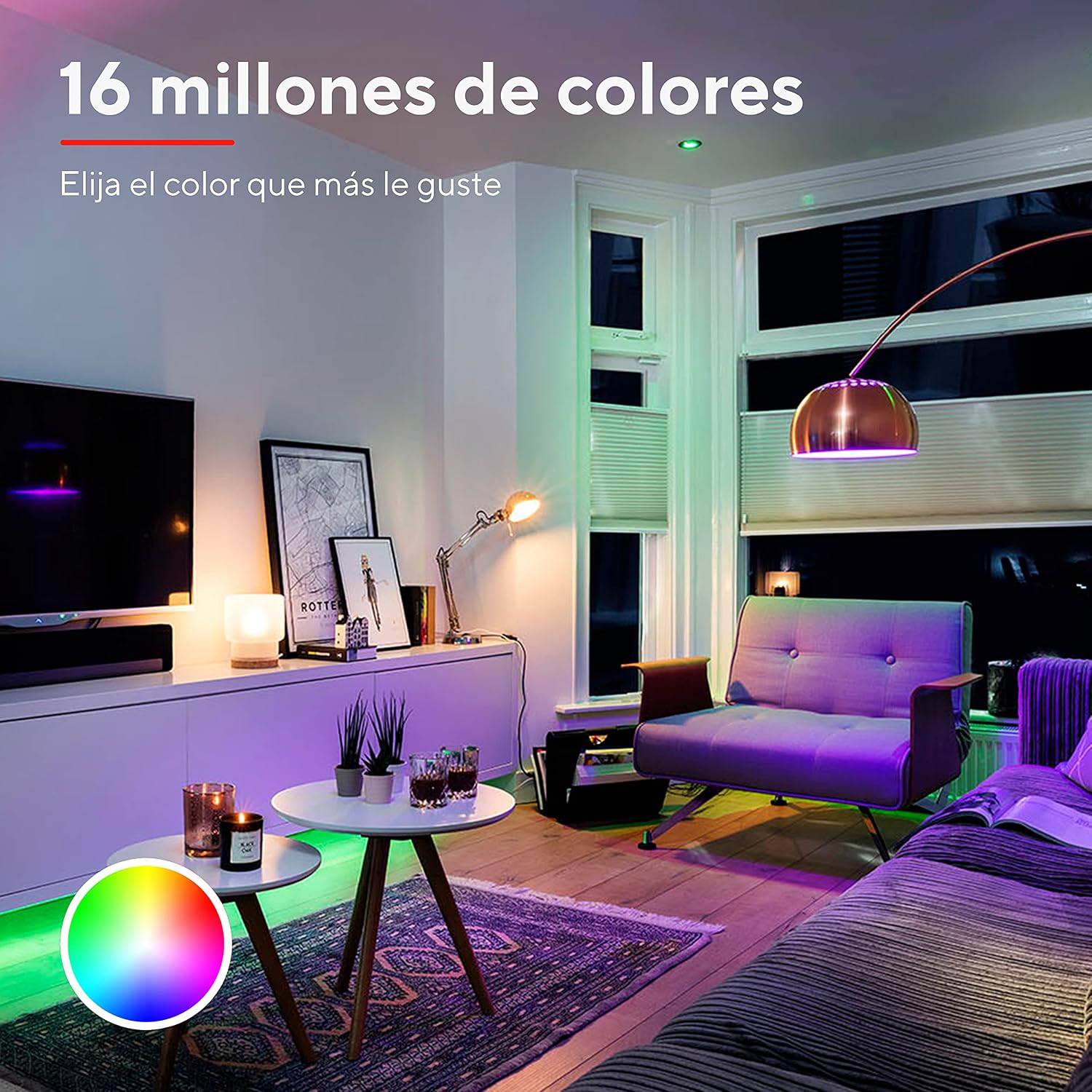 Detalle 2 de Trust WiFi E27 Bombilla LED RGB, Compatible Alexa y Google, Pack de 2