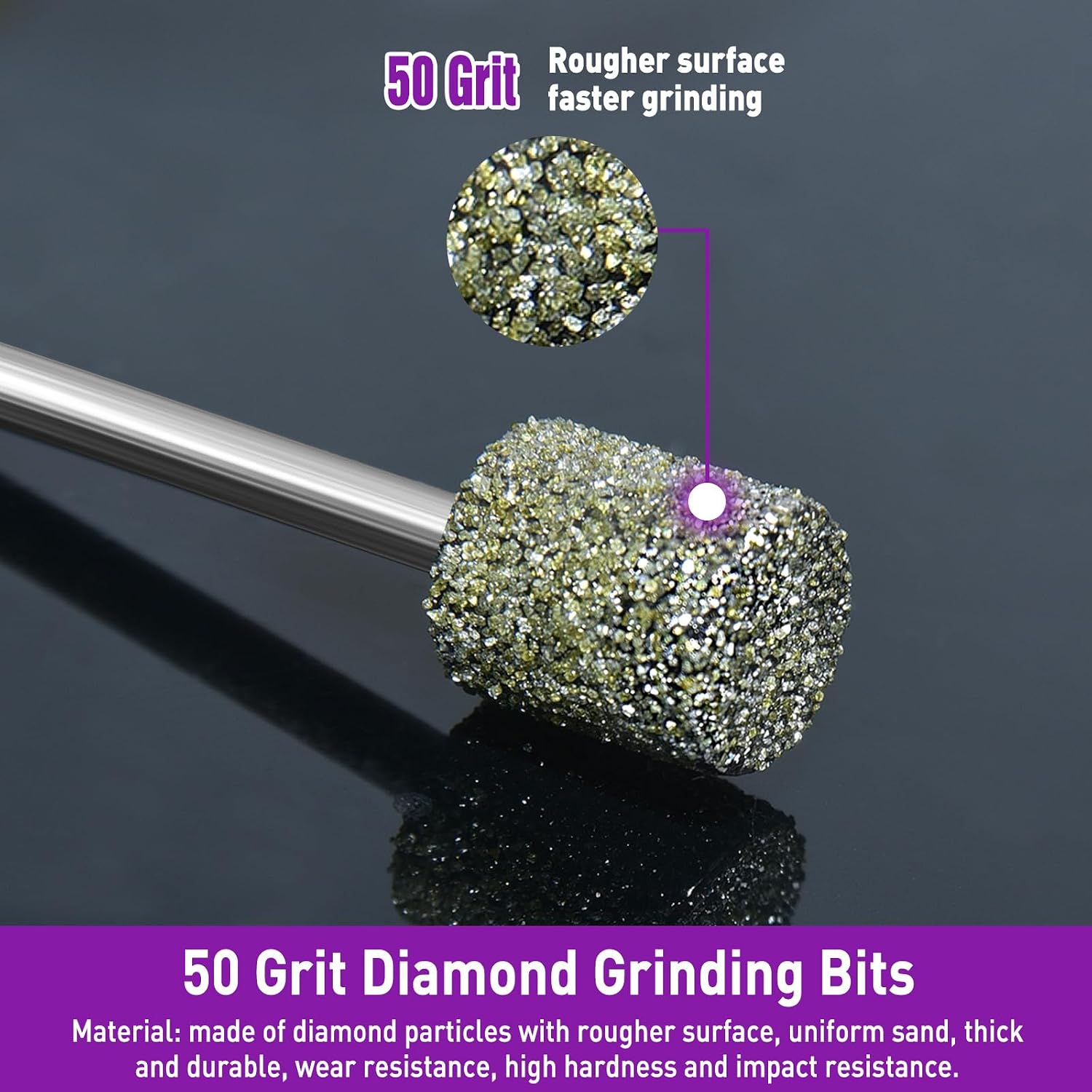 Detalle 2 de 12PCS-Diamond Bit-50 Grit diamantfrezen, korrel 50 en 3 mm schacht
