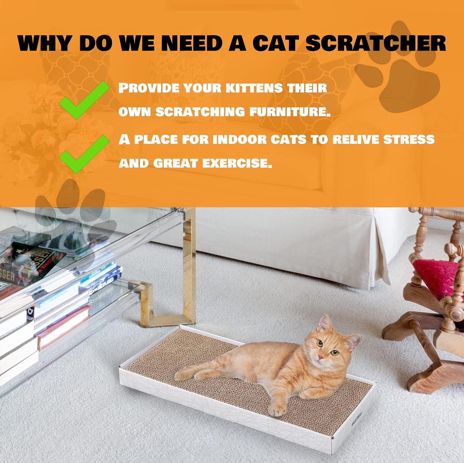 Detalle de SMARTBEAN EP-LYC09017-CS04-PACK3_M2 Cat Scratching Pads, Reversible Cardboard, 3-Pack