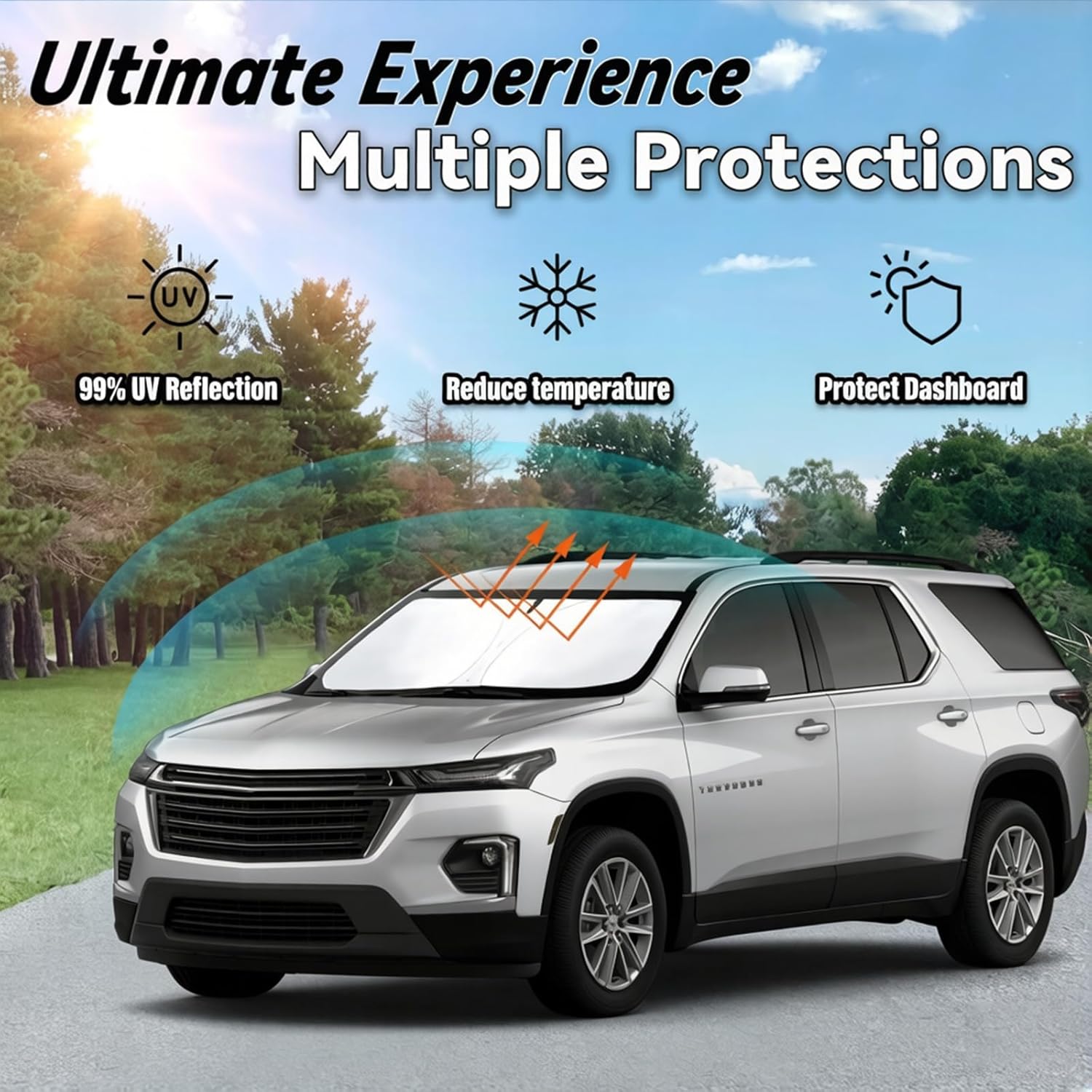 Detalle de PAIMOHO Windshield Sun Shade for 2018-2026 Chevrolet Traverse