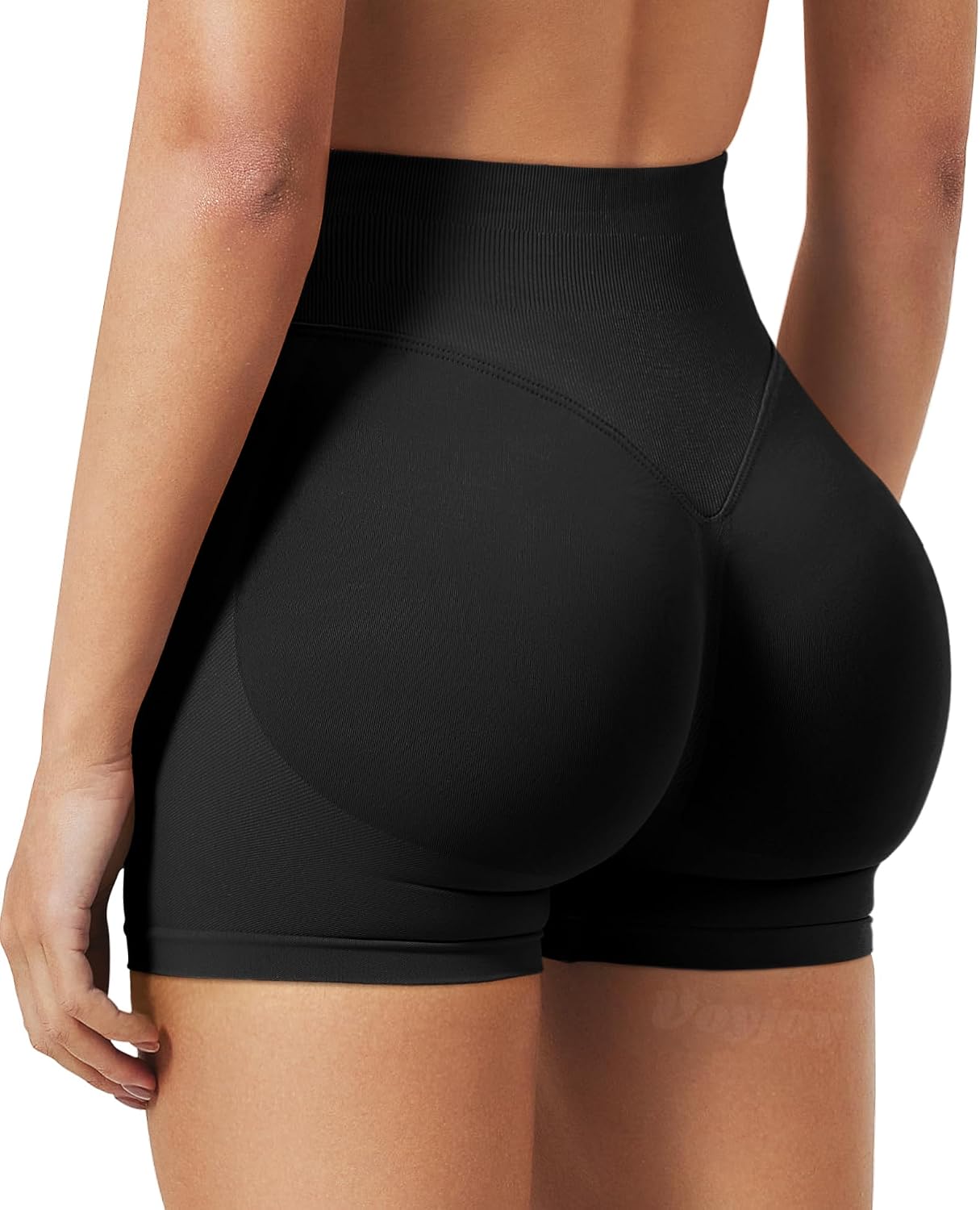Detalle de VOYJOY Women’s Impact Scrunch Workout Shorts (No-Show Seam, Scrunch Bum) — 2.5 to 6-Inch Inseam
