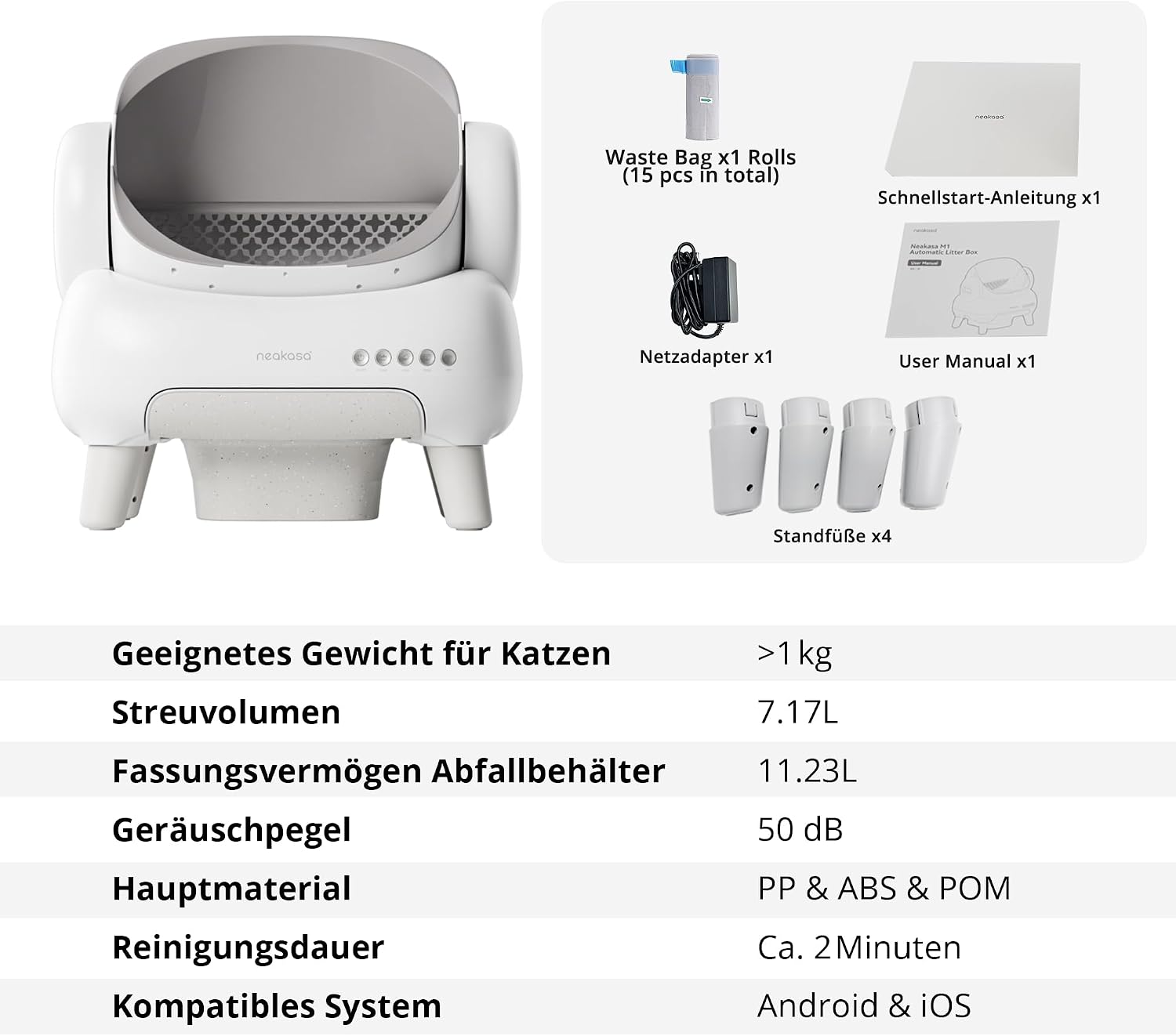 Thumbnail 6 de Neakasa M1 Plus Lite – Selbstreinigende Katzentoilette mit Open-Top Design (XXL Kapazität) und App-Steuerung