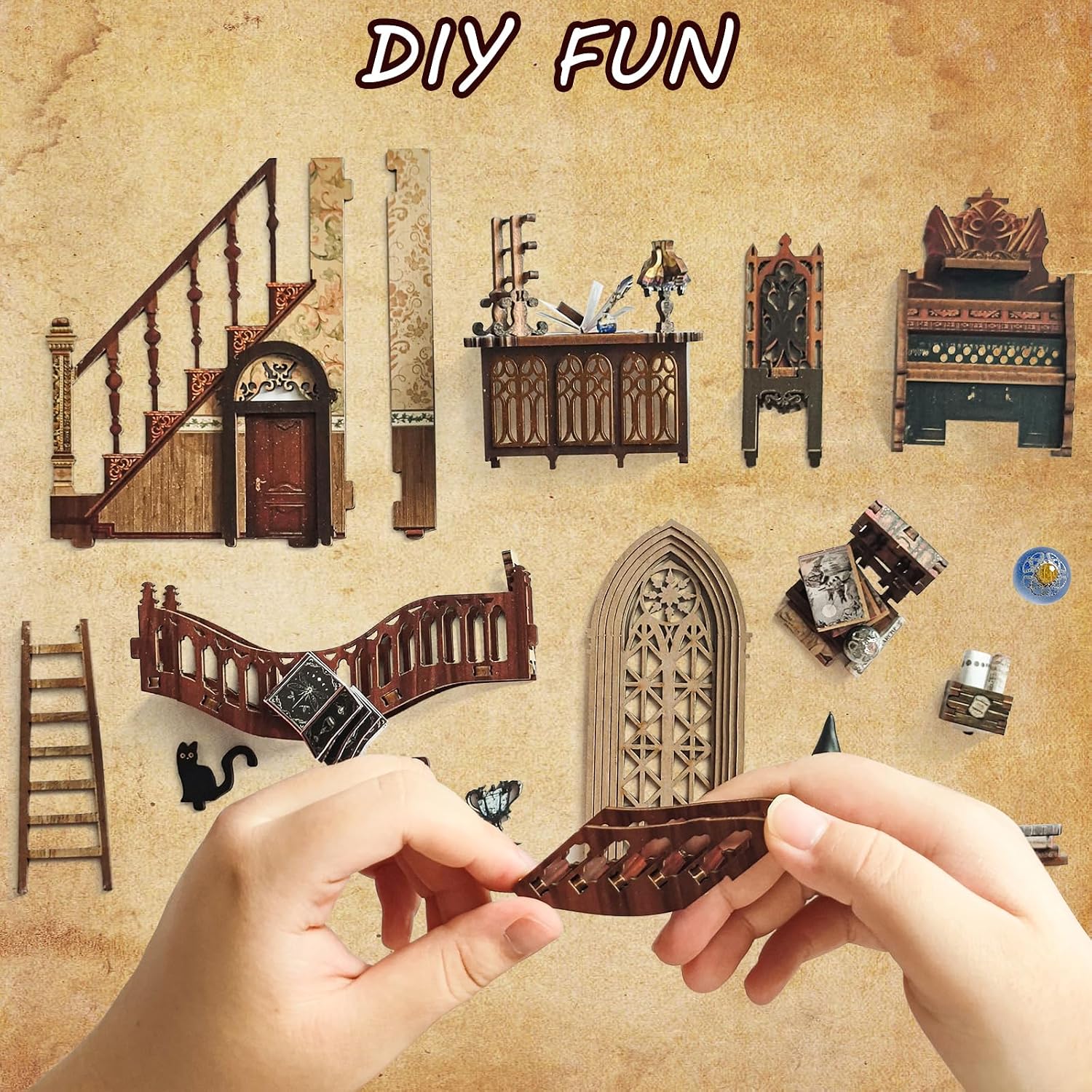 Detalle 2 de MOJINO DIY Book Nook Miniature 2 étages