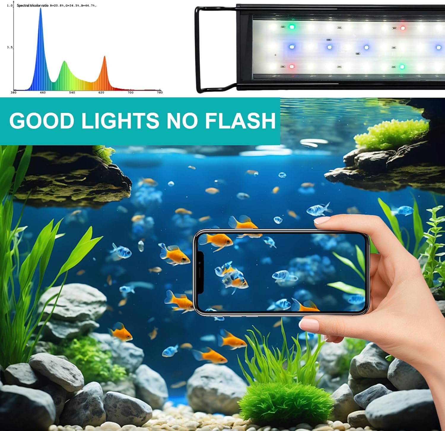 Thumbnail 2 de Discoball Fish Tank Light: LED Aquarium Illumination for Freshwater and Saltwater Setups (45cm)
