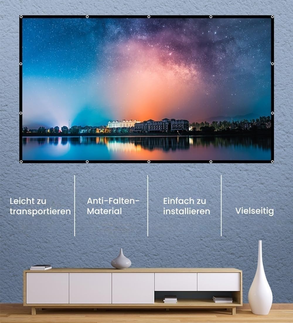 Detalle 2 de Leinwand Beamer – Verdickte, Anti-Falten, tragbare 16:9-HD Projektorleinwand