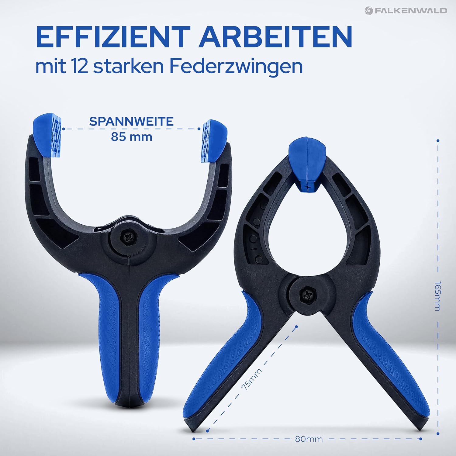 Detalle 2 de Falkenwald Klemmzwingen 12er Set 8,5 cm