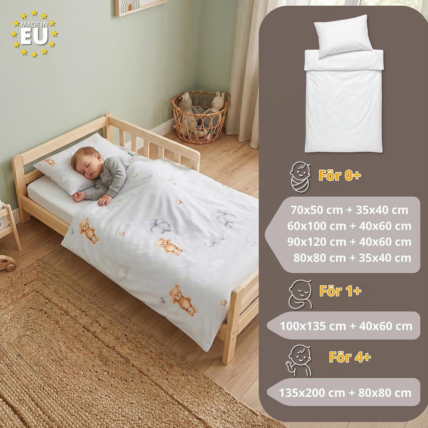 Detalle 2 de Totsy Baby babytäcke-set 80 × 80 cm med kudde 40 × 35 cm i bomull