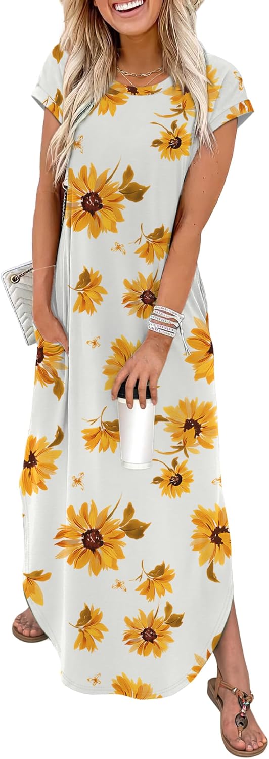 Thumbnail 6 de WIHOLL Summer Maxi Dress with Cap Sleeves and Crew Neck