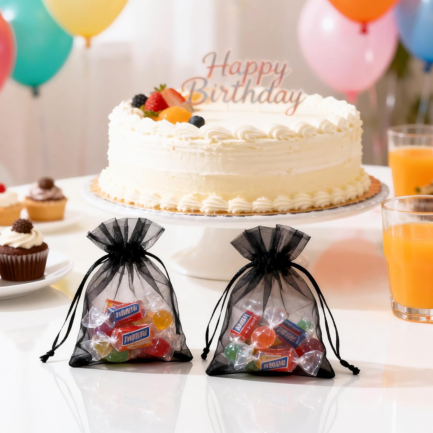 Thumbnail 6 de G2PLUS 100 Stück Schwarz Organzasäckchen 10x15 cm – wiederverwendbare Schmuck- und Geschenkbeutel
