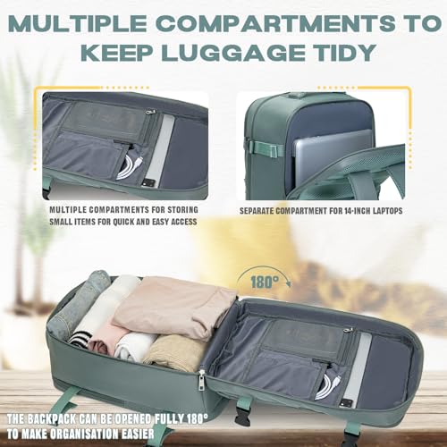 Detalle de Mochila de viaje VMIKIV 30L 40x30x20 cm para cabina de avión — antirrobo, impermeable y compartimentos