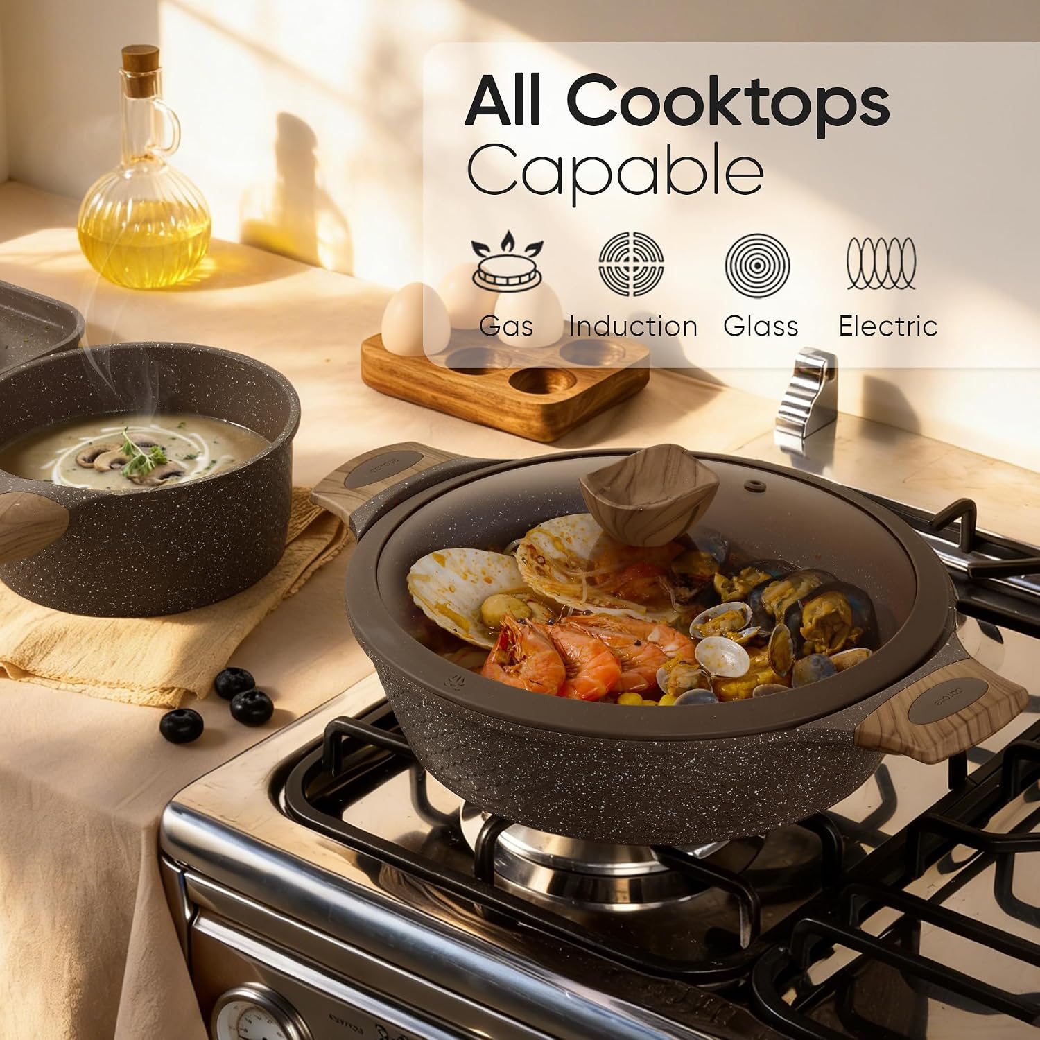 Thumbnail 4 de CAROTE 31-Piece Nonstick Cookware Set with Square Pan, Induction Compatible