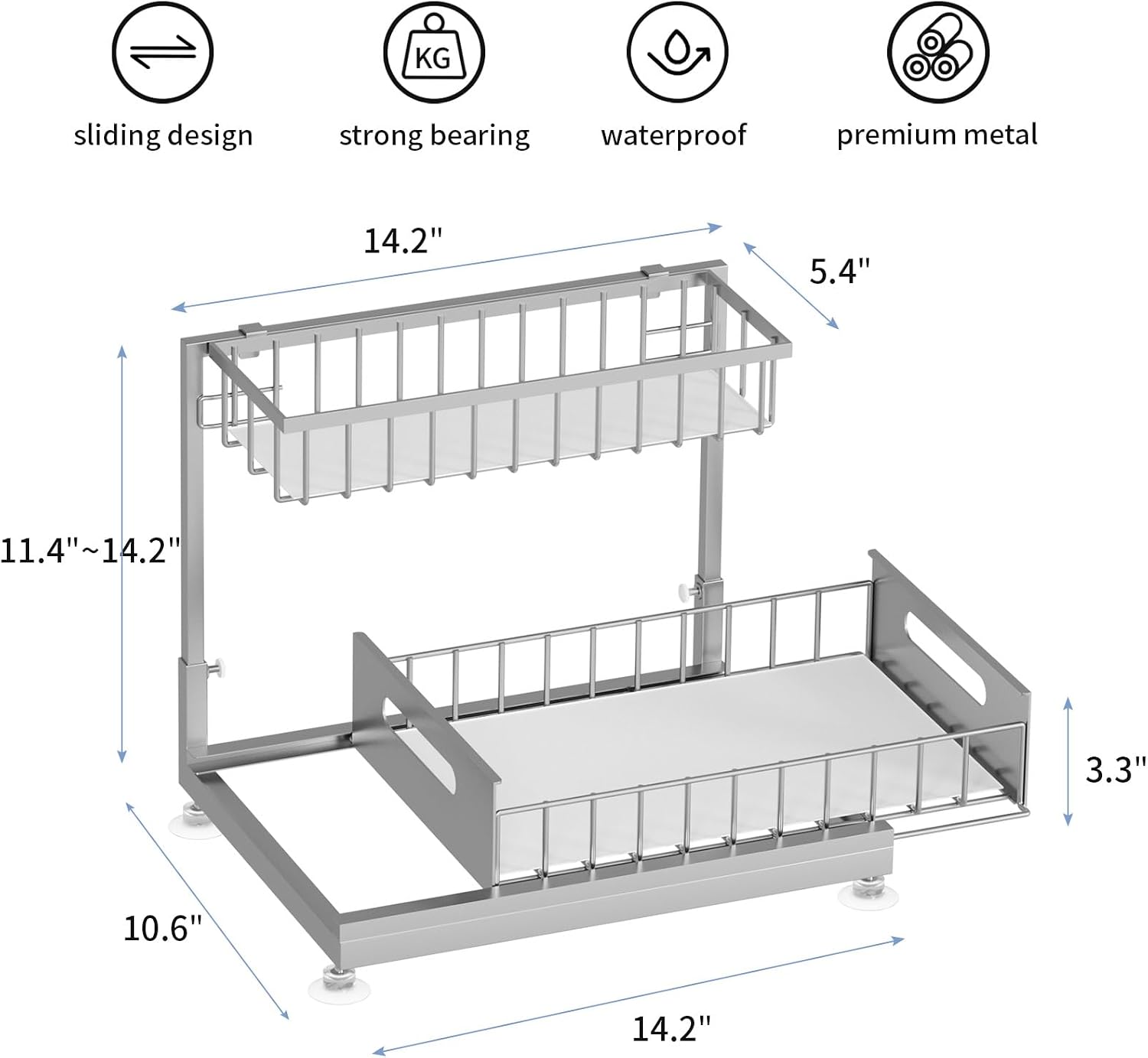 Thumbnail 5 de Under Sink Organizer 2-Tier Pull-Out Rack 🚪